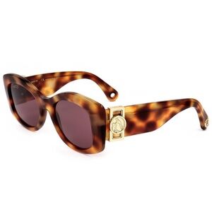 NWOT Lanvin Oversized Oval Sunglasses, Tortoise, Gold Logo Accent, LNV627S